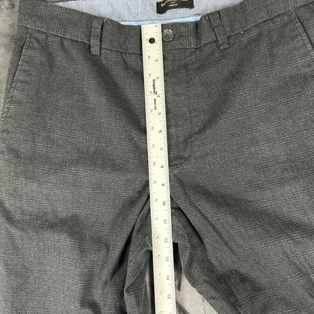 Banana Republic Aiden Fit Pants Mens 35x32 Gray Glen Plaid Slim Chino